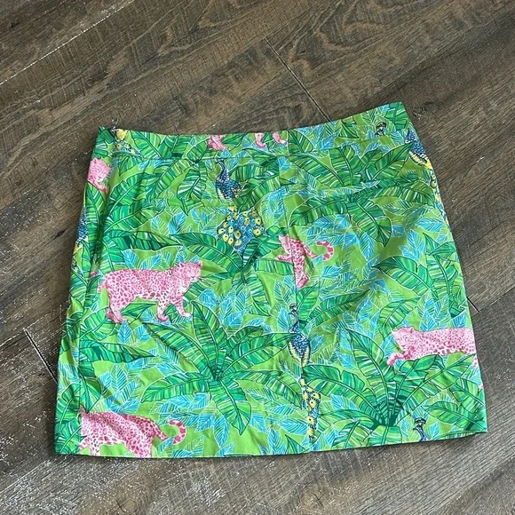 Polo Golf Ralph Lauren Lilly Jungle Print Pink Leopard Peacock Skort Size 6 NWOT - Picture 5 of 9